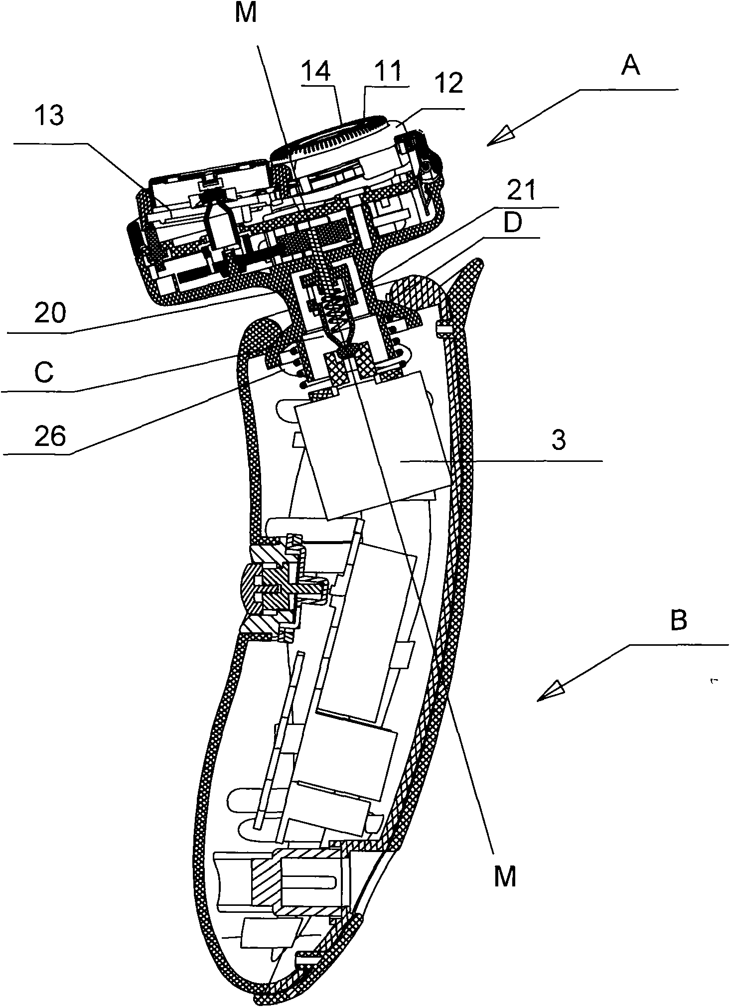 Rotary type shaver with head part capable of omnidirectionally floating