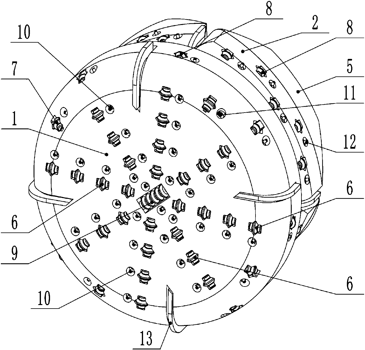 Full-fracture-surface hard-rock tunneling machine cutter disc and tunneling method