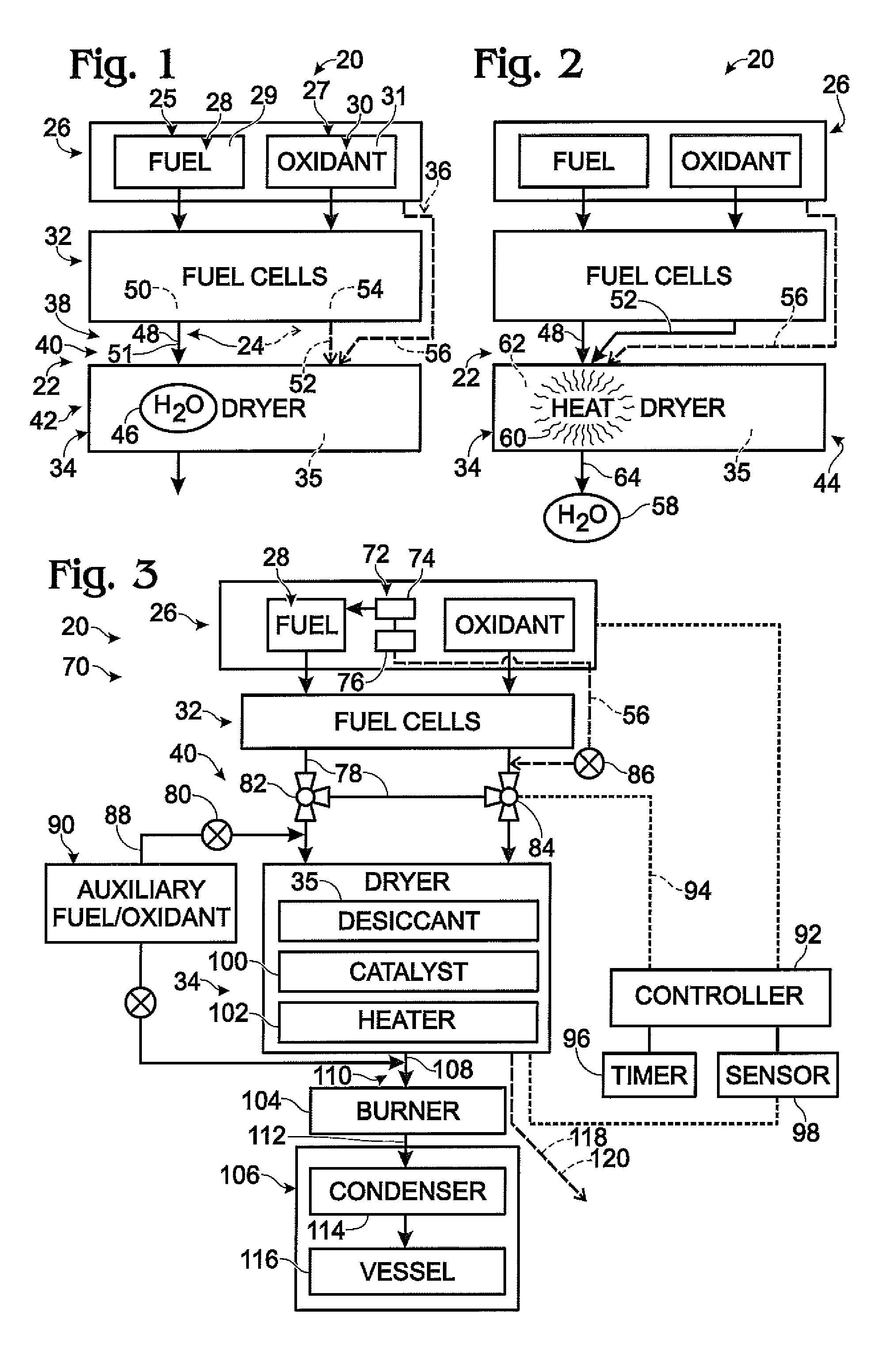 Fuel cell systems with water recovery from fuel cell effluent