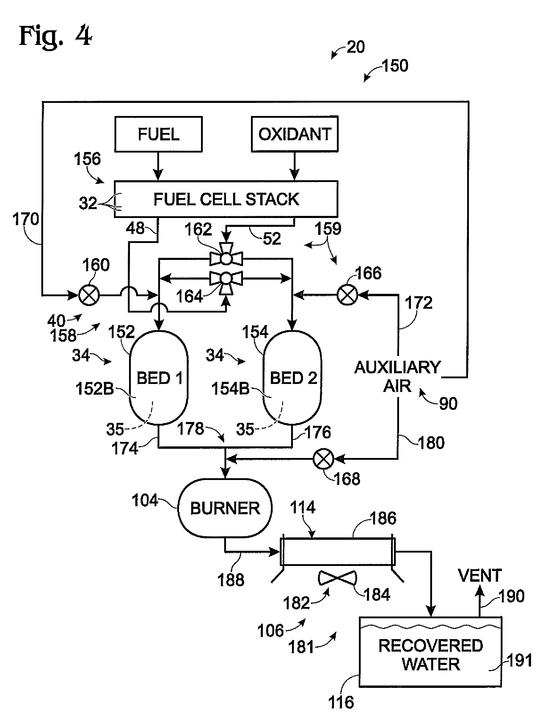 Fuel cell systems with water recovery from fuel cell effluent