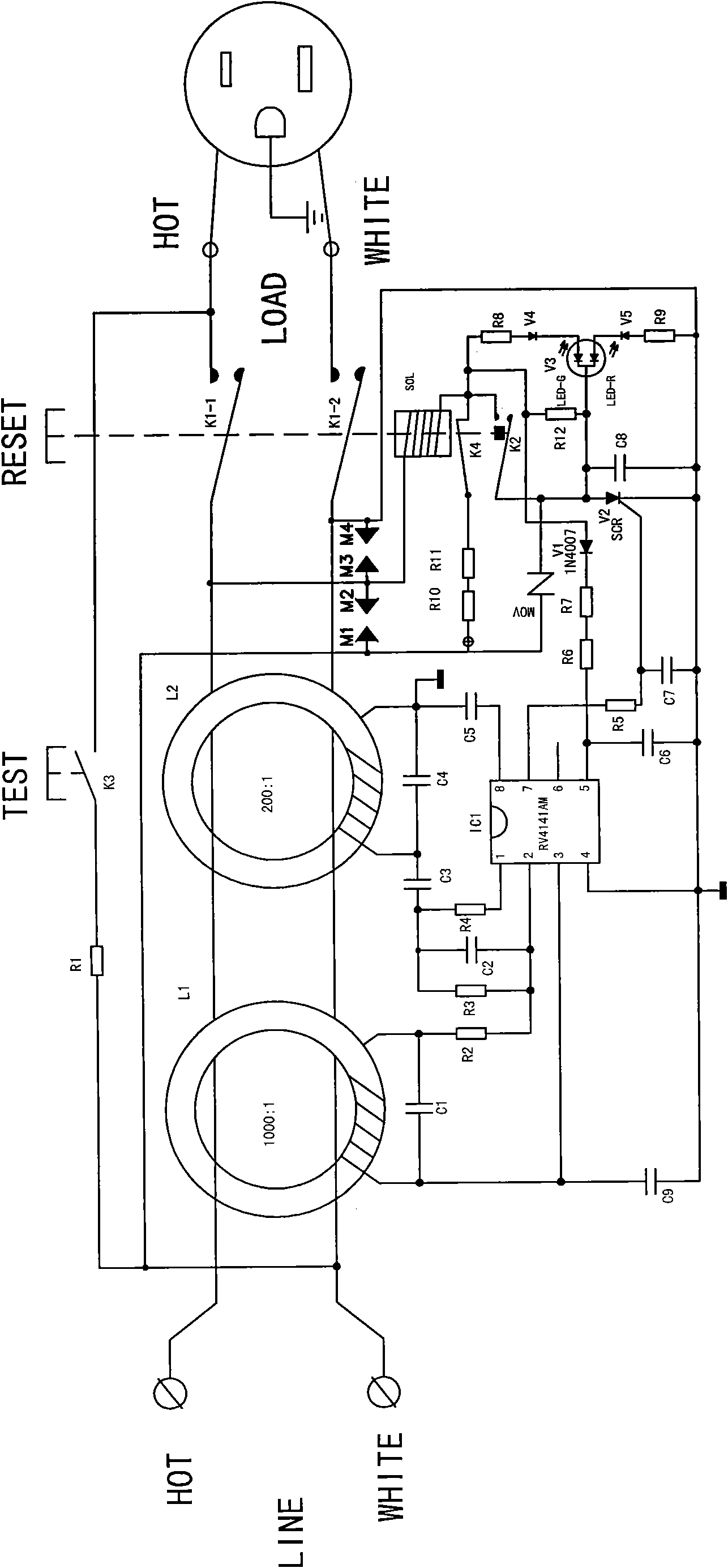 Electric leakage detection and protection circuit