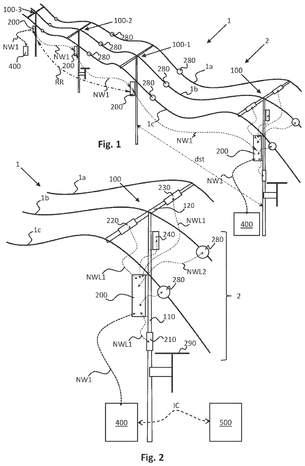 System for monitoring a power distribution network and methods of building and performing operations on such system