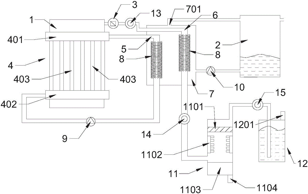 Boiler afterheat recovery system with vertical low-resistance cooling system