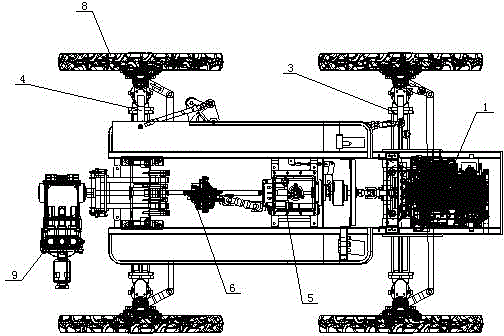 Self-propelled two-purpose spraying machine for high ground clearances in paddy-dry fields