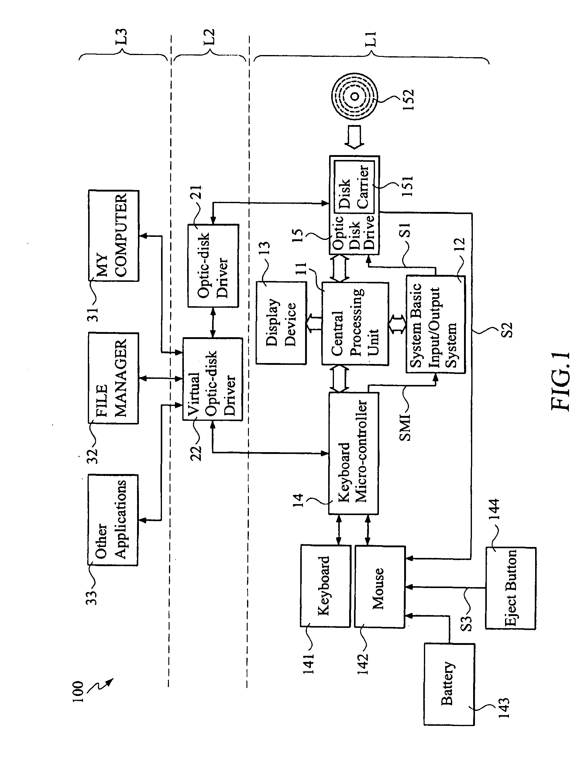 Optic disk drive power management method for computer system