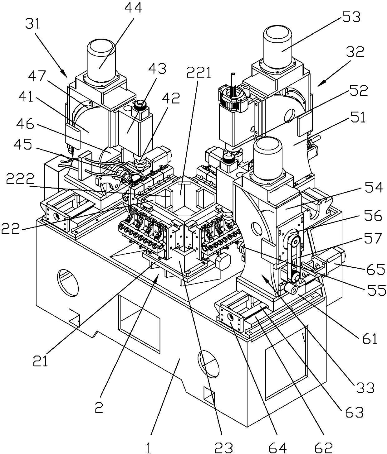 Horizontal-vertical type six-axis disc machine tool for pipe punching