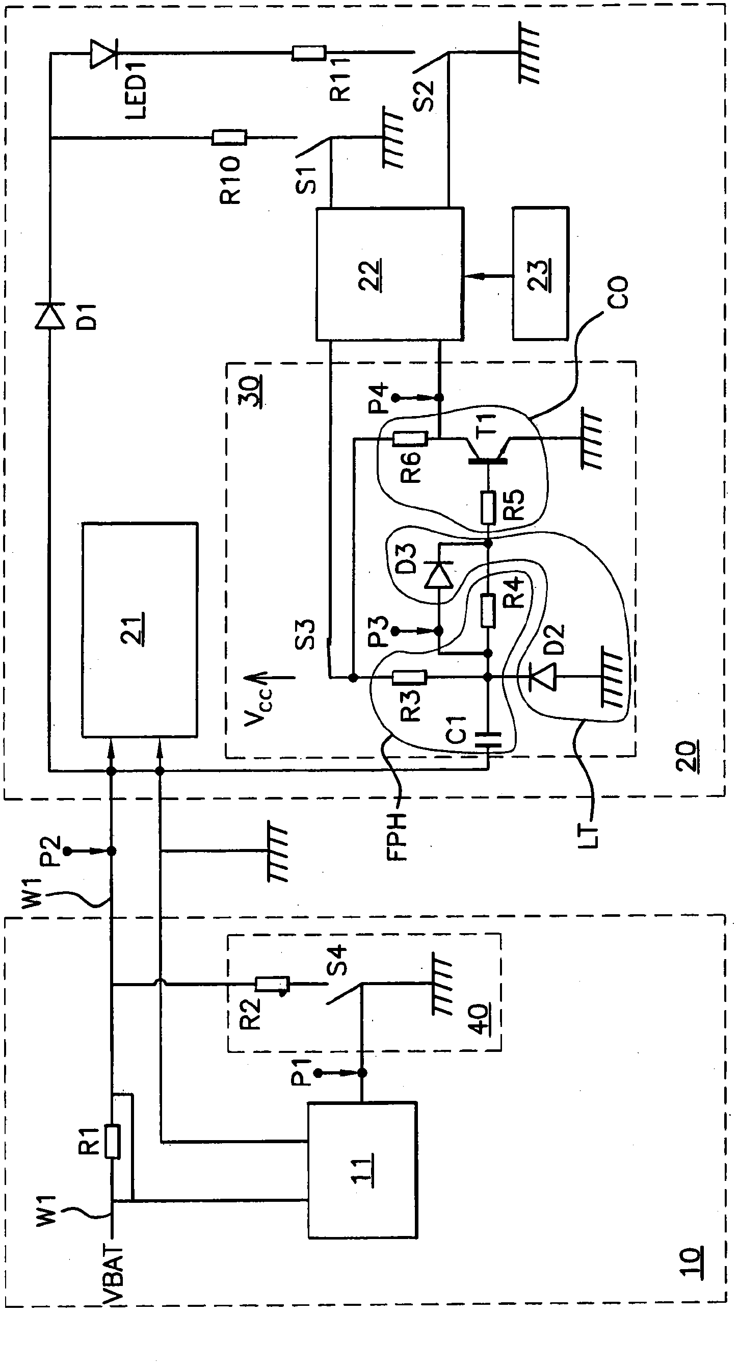 Device for communication between an electronic module and a sensor