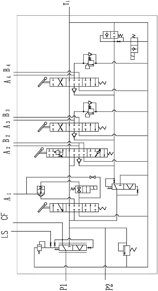 Converging multi-way valve