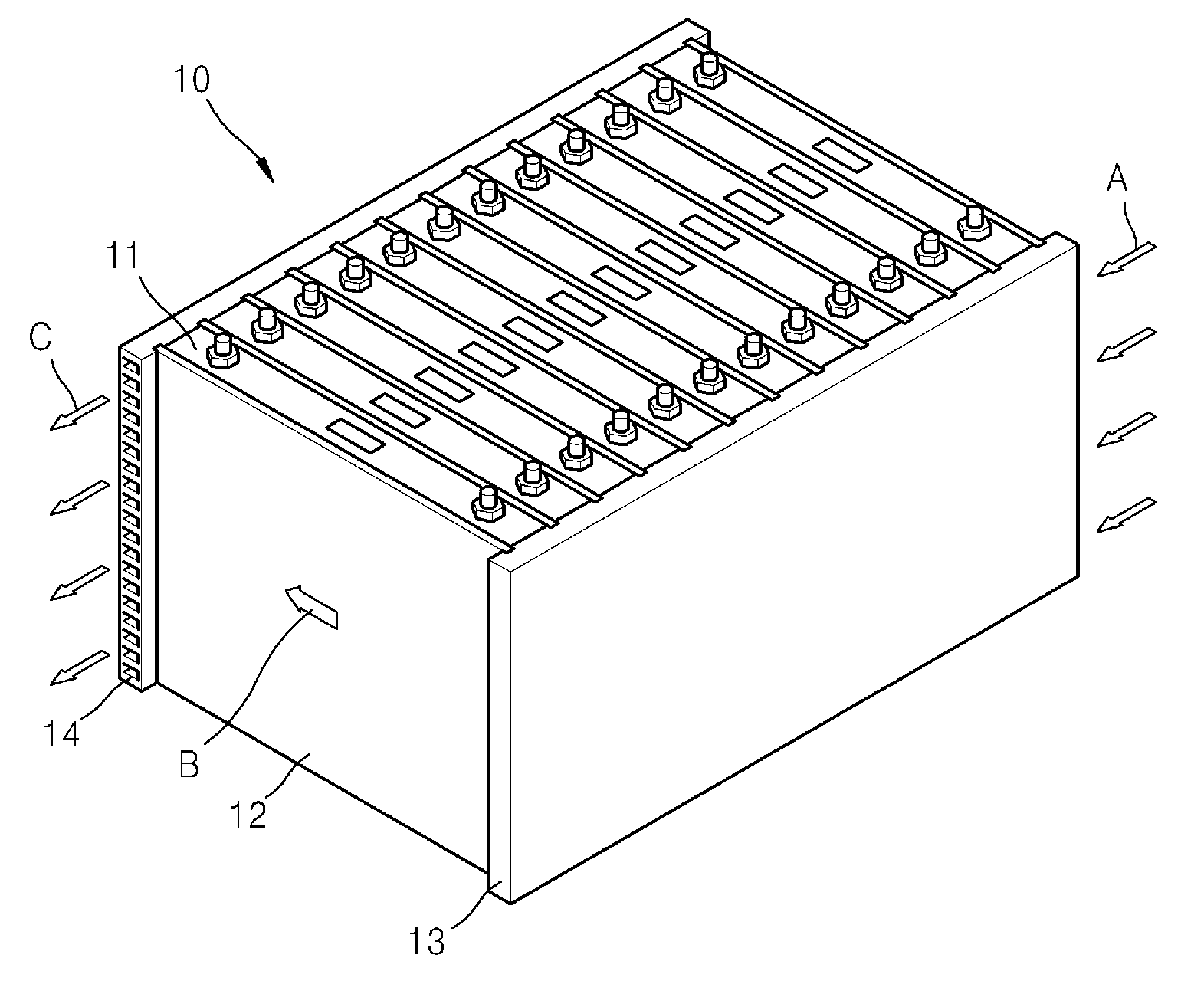 Secondary battery module having cooling conduit