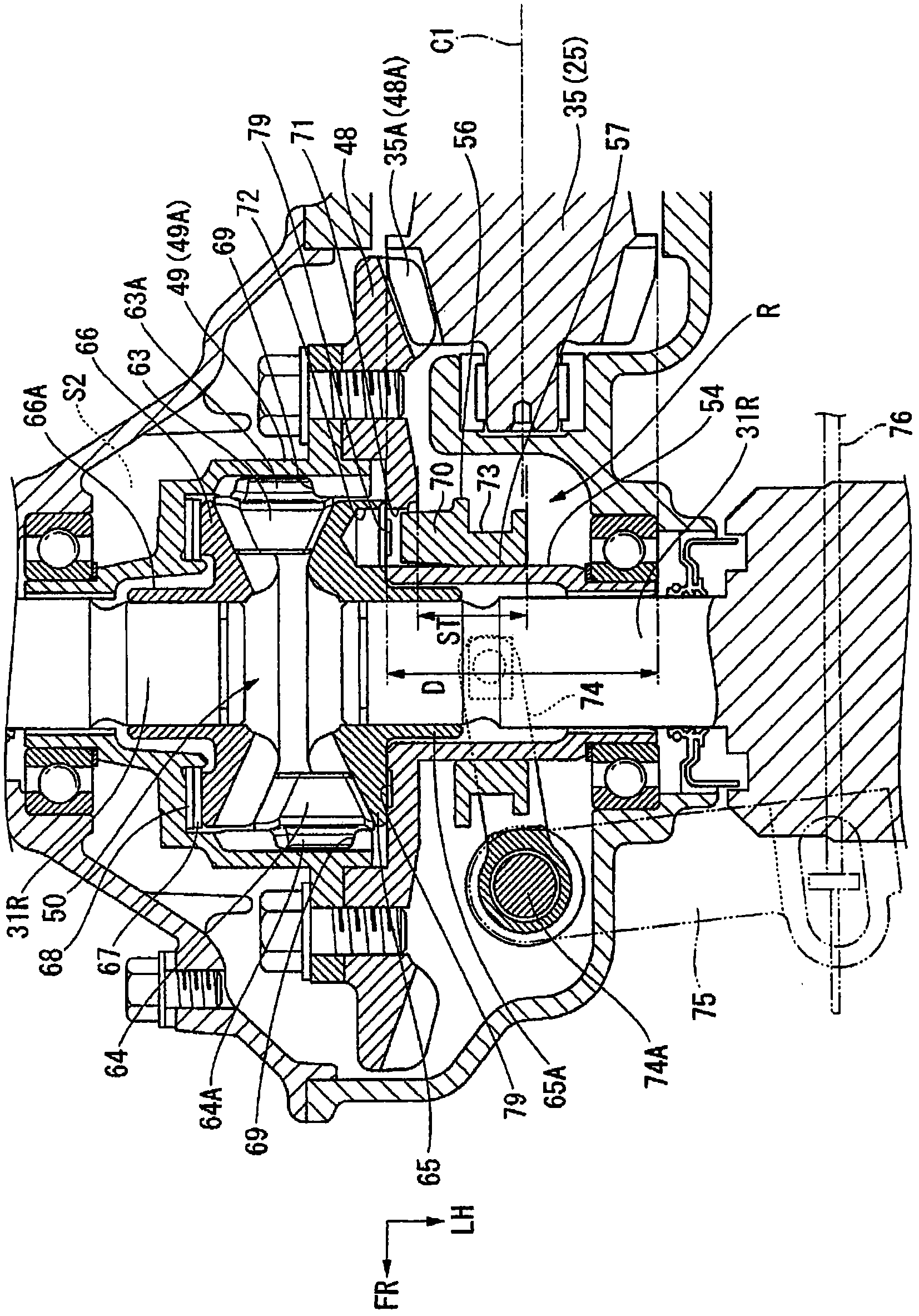 Differential gear for vehicle and vehicle