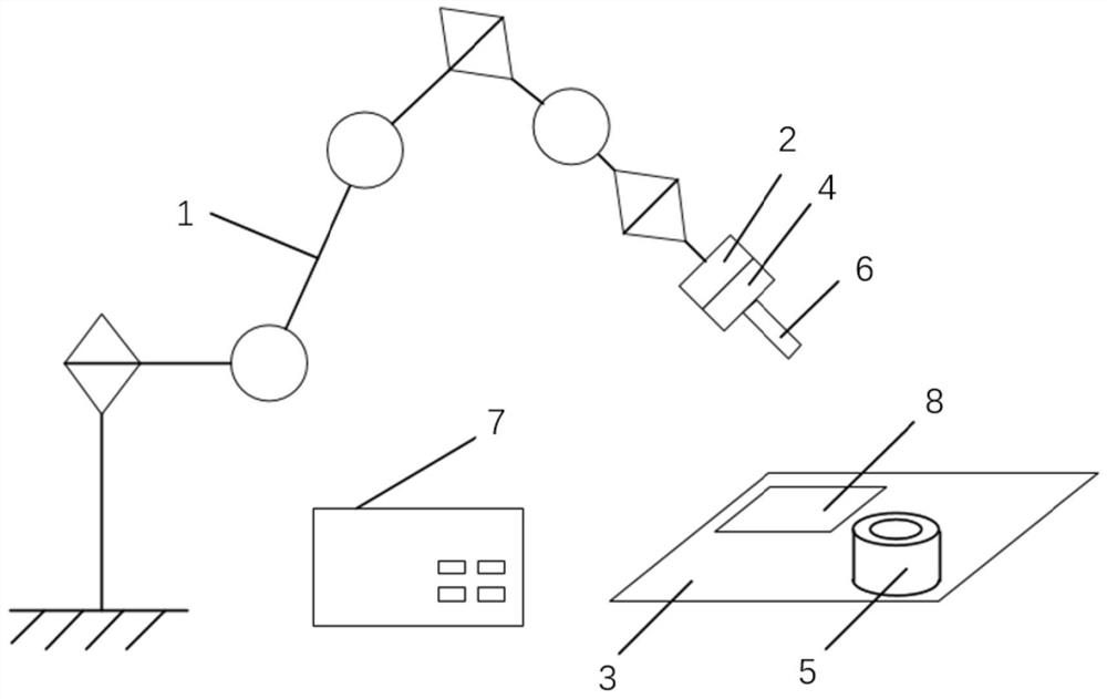 Method and system for automatic shaft hole axis alignment of robot based on plane surface friction