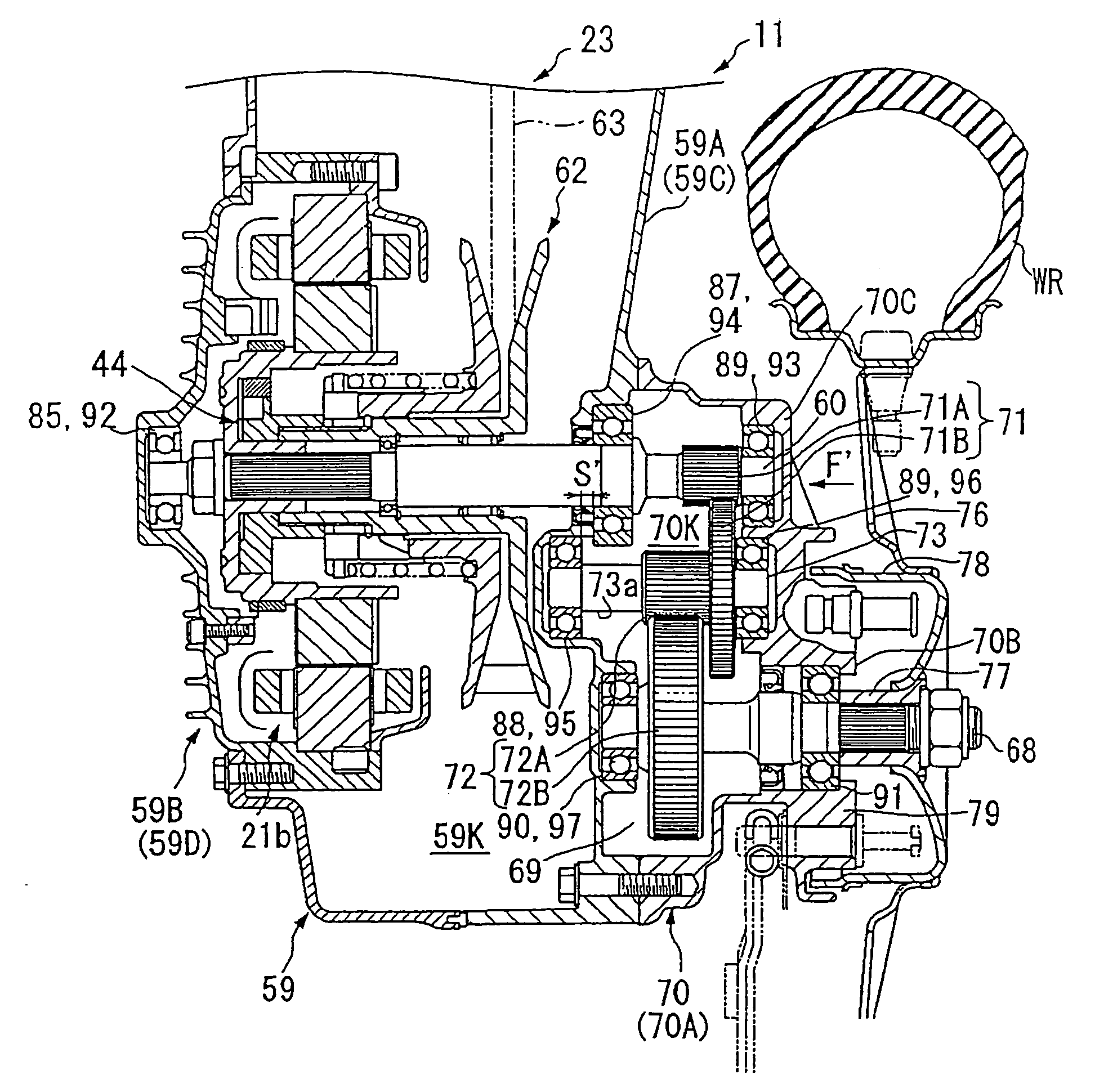 Arrangement structure of bearings