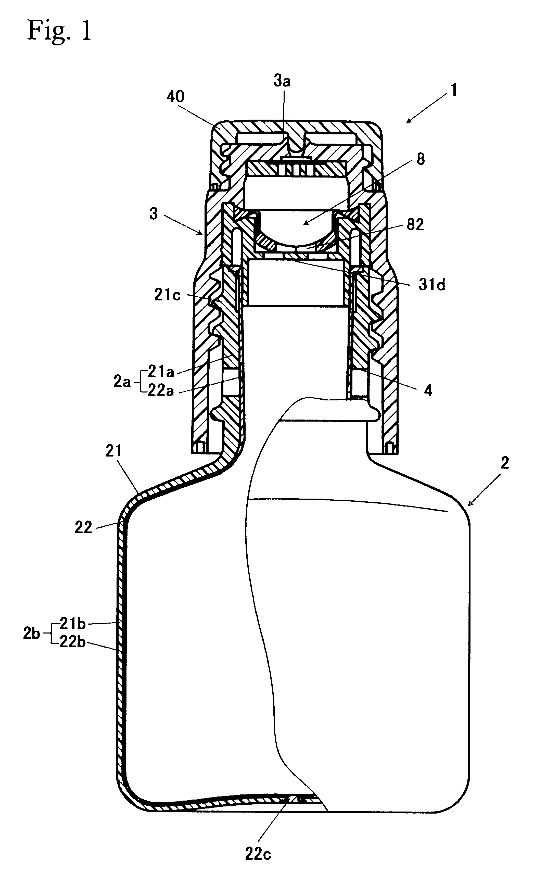 Closing structure of a dispensing container