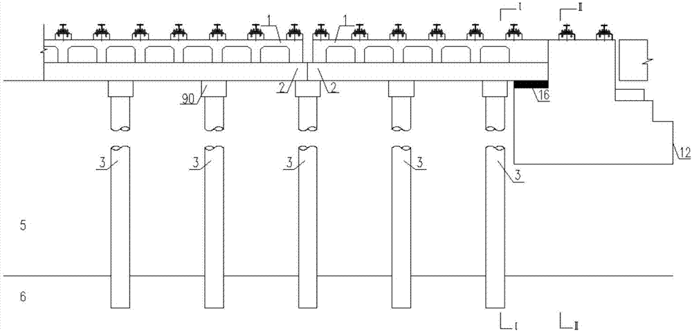 Transition section structure of pile foundation joist type rail bearing beam in excavation section of medium and low speed maglev single line