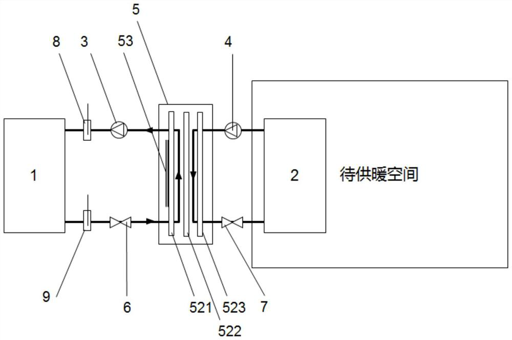 Heating and heat exchange all-in-one machine and heating system with heating and heat exchange all-in-one machine