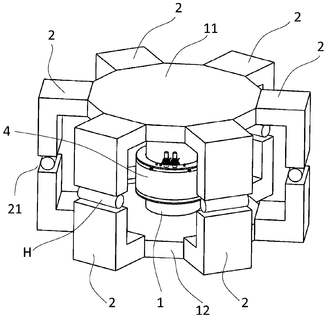 Superconducting induction heating device capable of simultaneously heating multiple workpieces