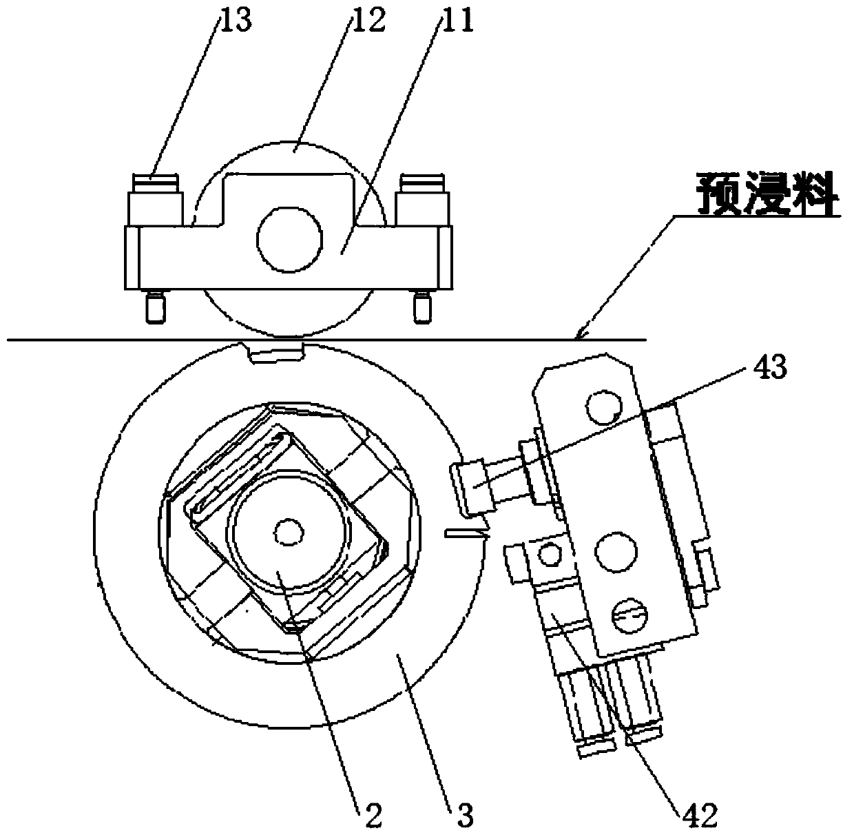 Carbon fiber prepreg actuating device for carbon fiber automatic filament paving machine