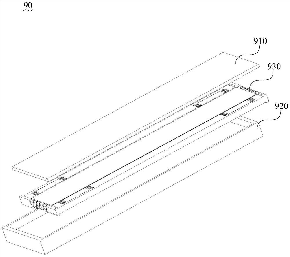 External folding flexible screen support device and electronic equipment