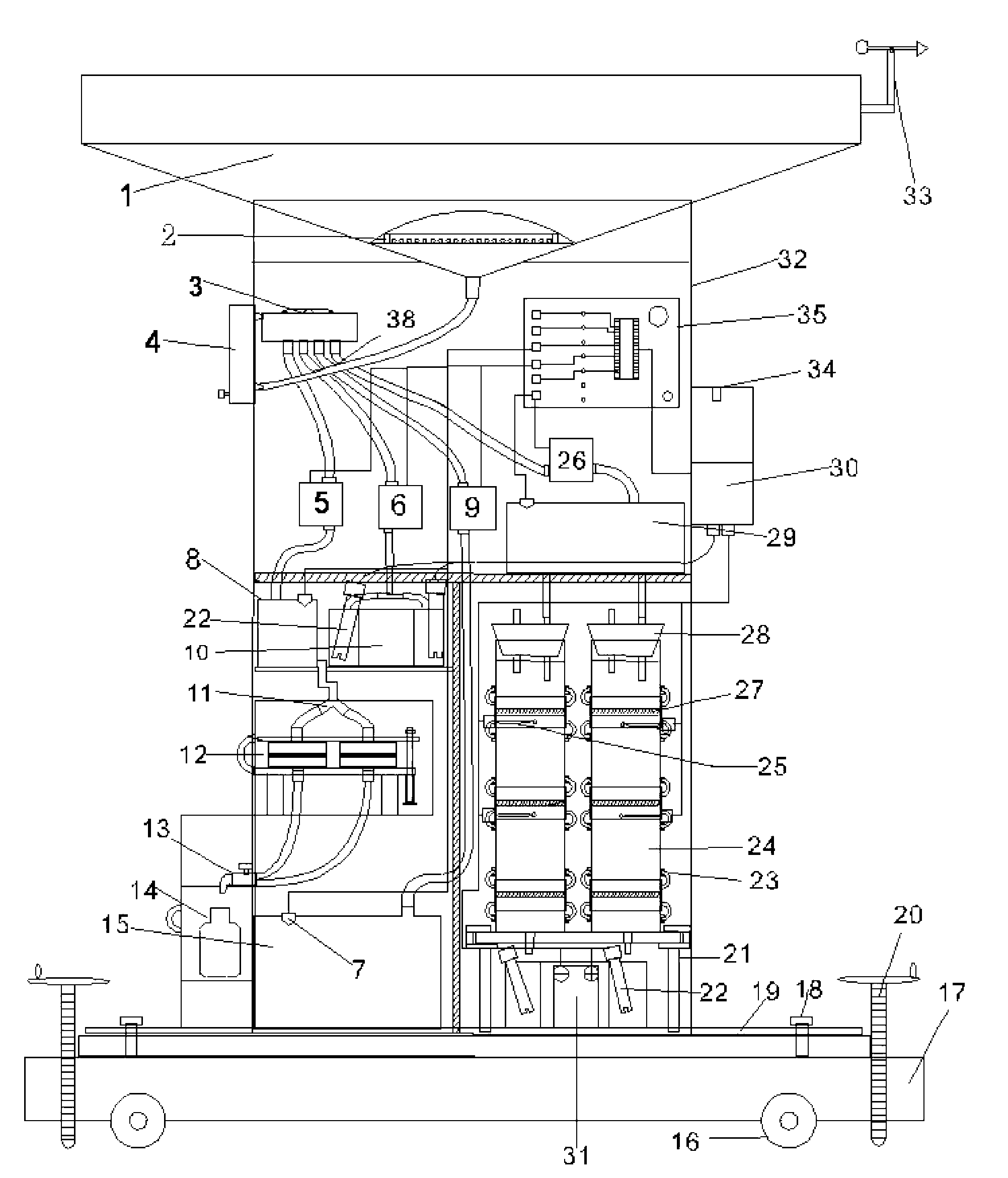 Rainwater quality monitoring and infiltration simulating comprehensive experiment instrument