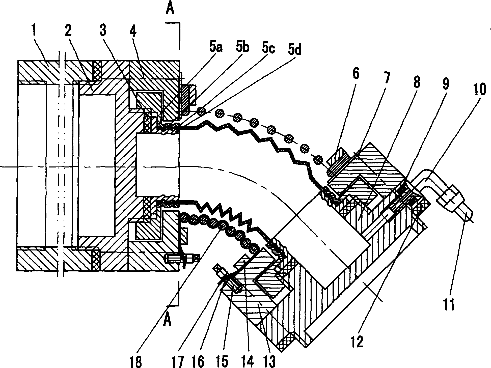 Fluid driving bending joint of spiral spring frame