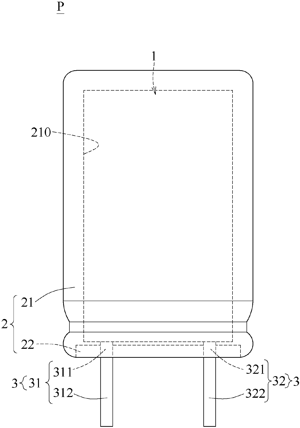 Conductive polymer dispersion for capacitor and capacitor packaging structure