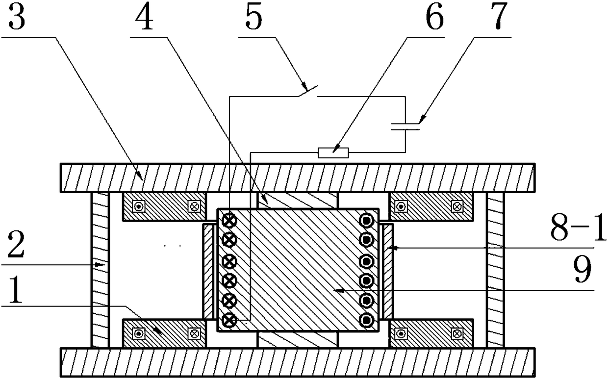 An electromagnetic die-free forming method and device for pipes based on background magnetic field