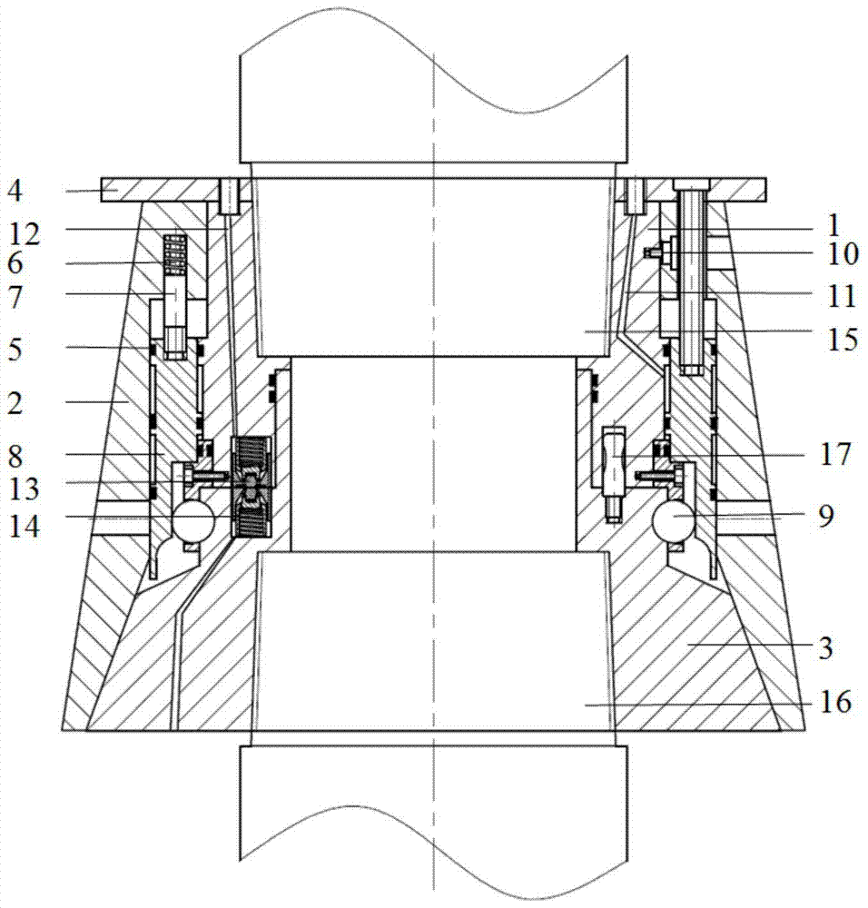 A connection device for an offshore test string release system