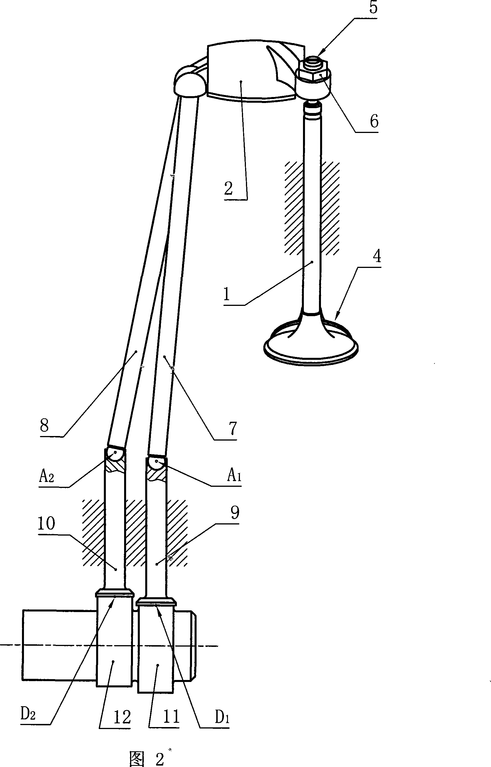 Cam axle underneath type valve mechanism of motorcycle engine