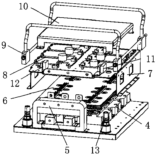 Three-phase inverter power module based on bidirectional spiral flow channel water-cooled heat dissipation substrate