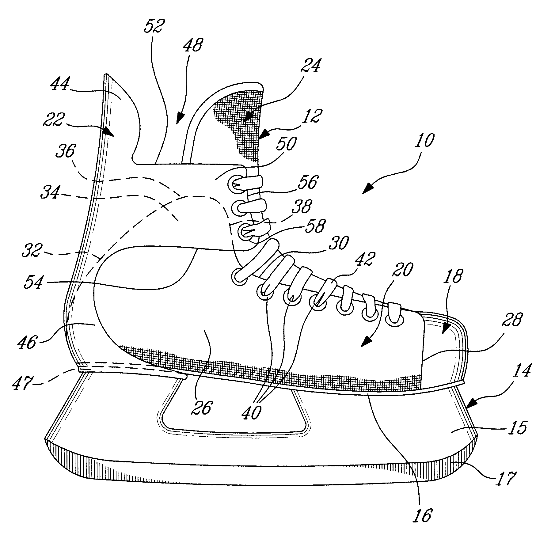 Skate boot with improved flexibility