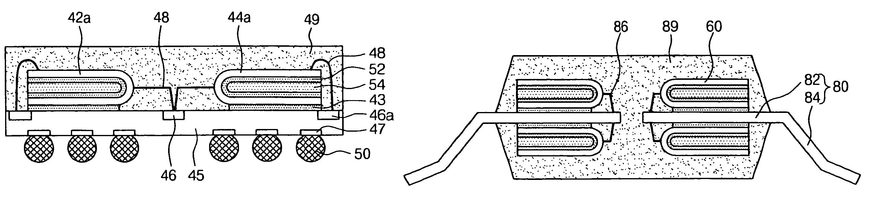 Folding chip planar stack package