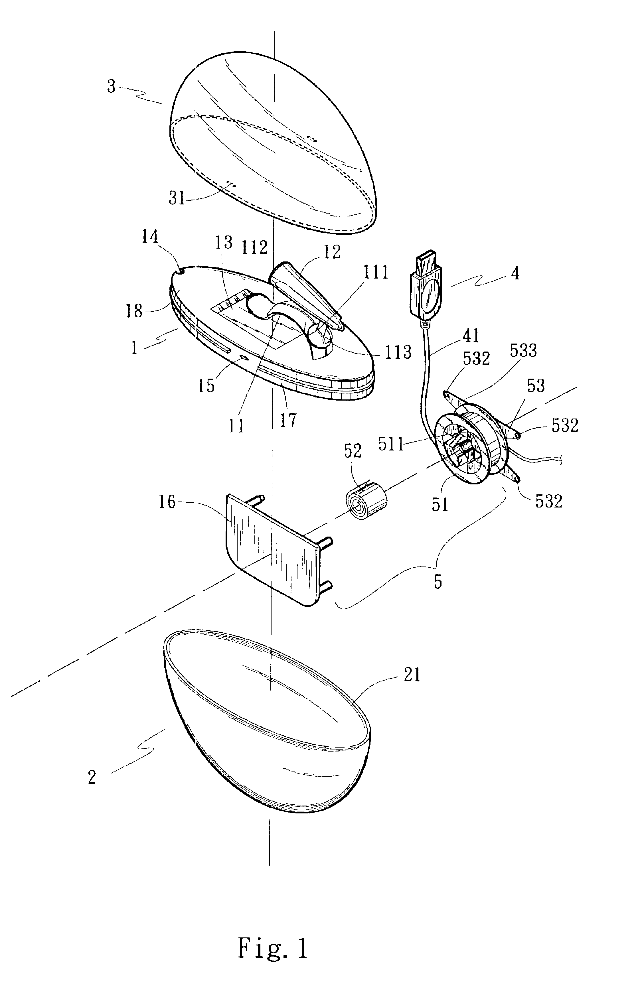 Computer light with extensible electric conductive wire