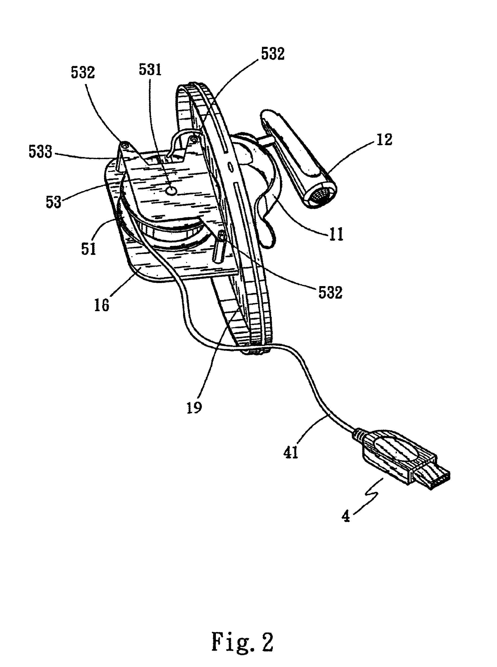 Computer light with extensible electric conductive wire