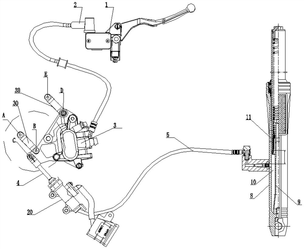 Brake system for preventing motorcycle from tilting forwards