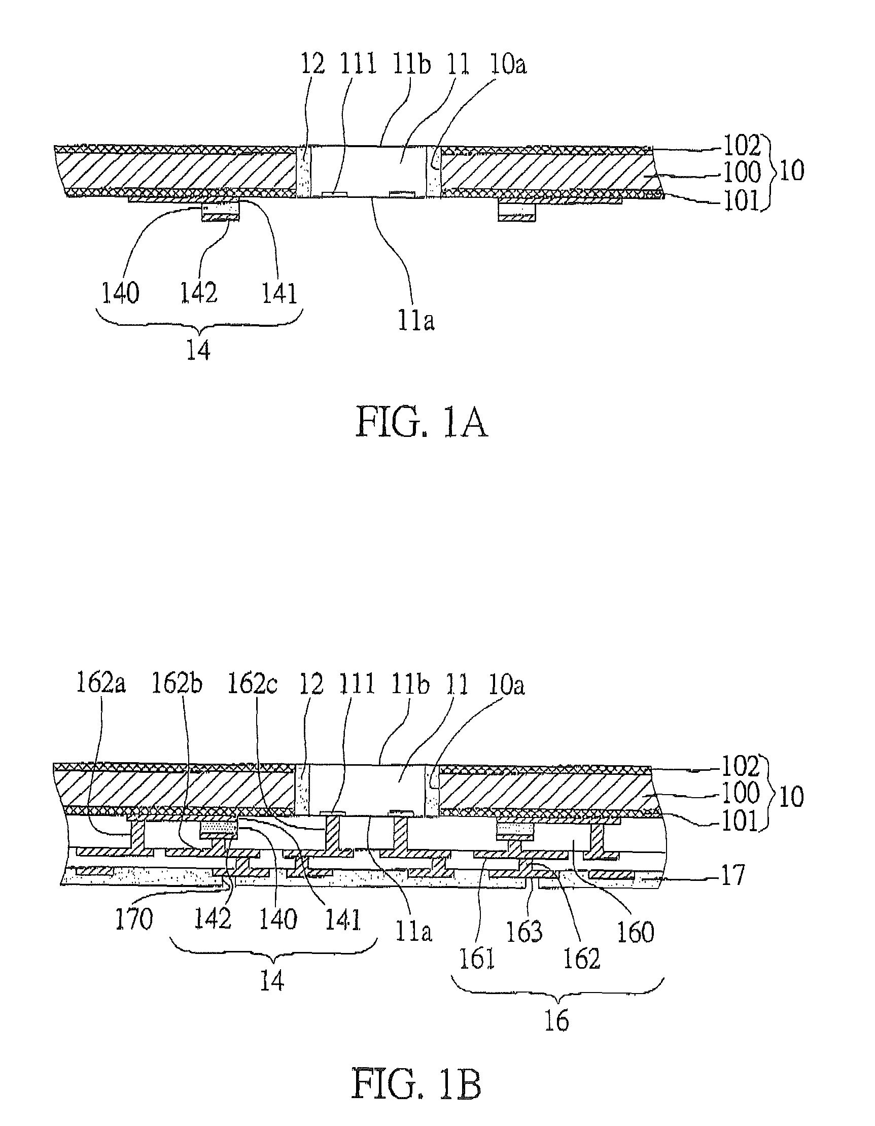 Circuit board structure having electronic components integrated therein