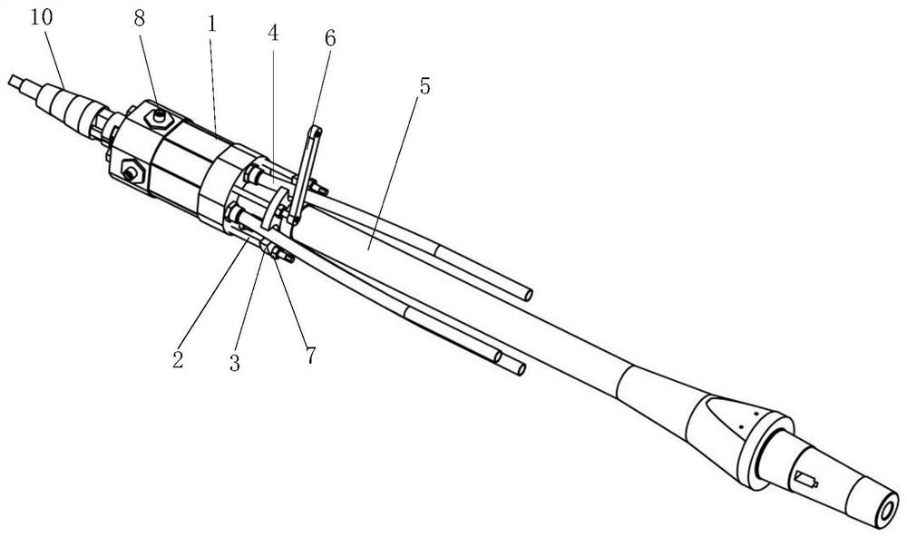 Rail control jet interference test device based on rod balance and its installation and positioning method