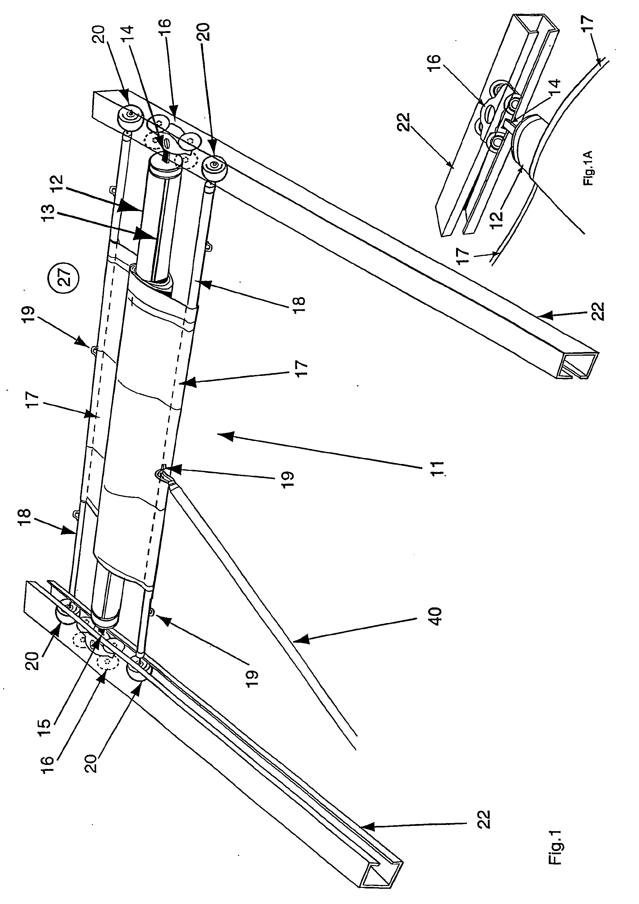 Retractable self rolling blind, awning or cover apparatus