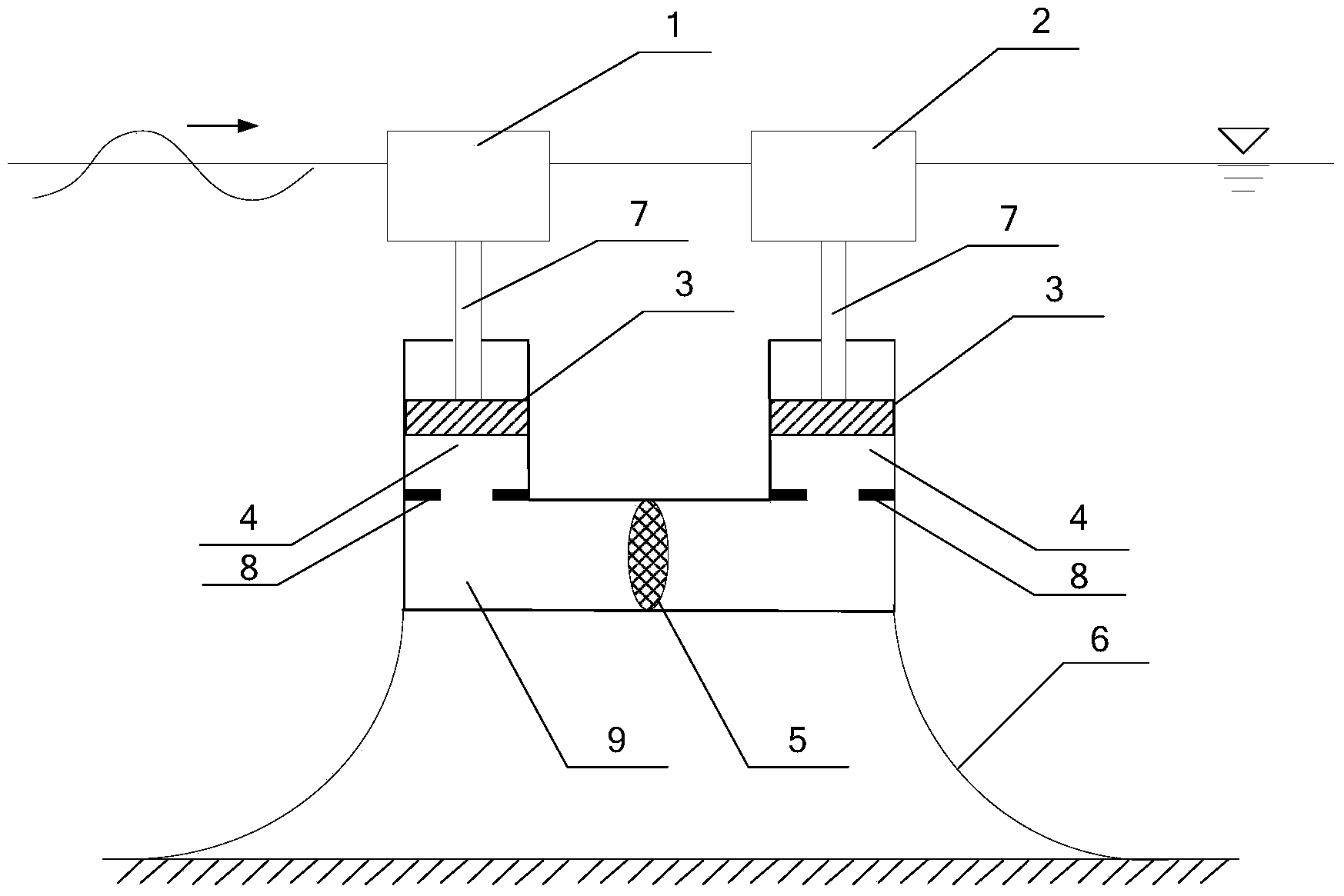 U-shaped tube type wave power generation device adopting double floaters