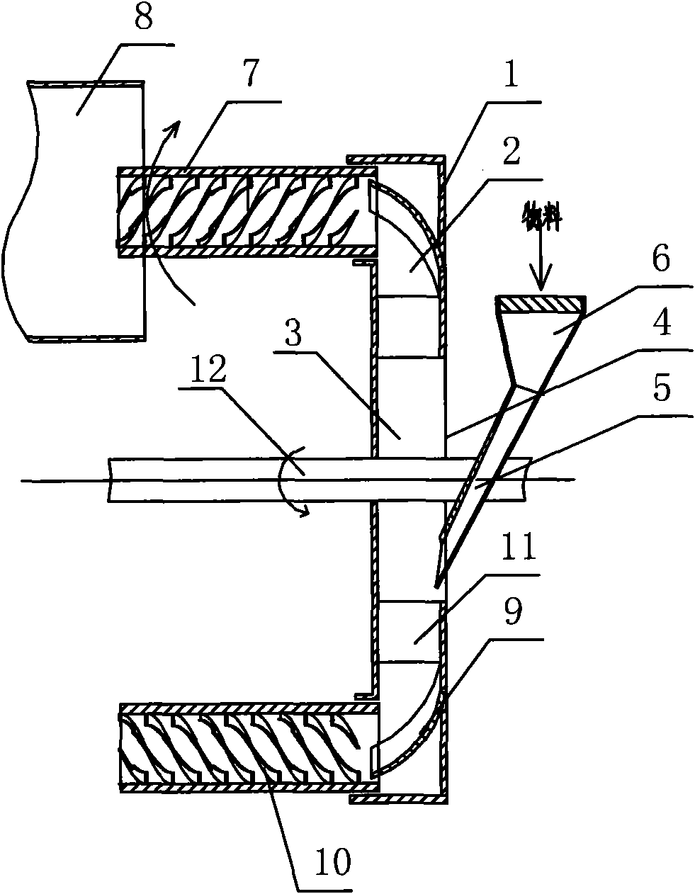 Feeding device for horizontal planetary ball mill