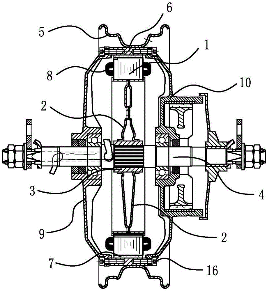 Stator for electric car hub motor and motor containing the same