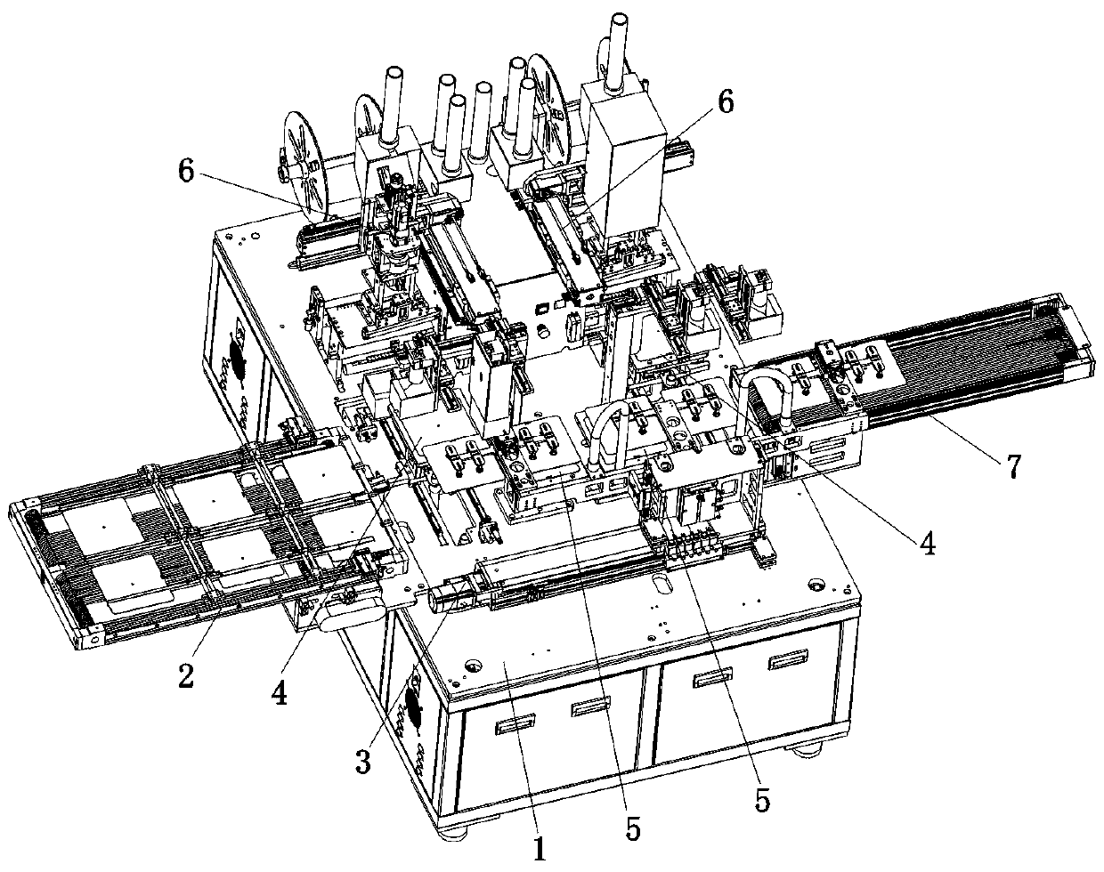 Two-in-one linkage film sticking production line and production process thereof