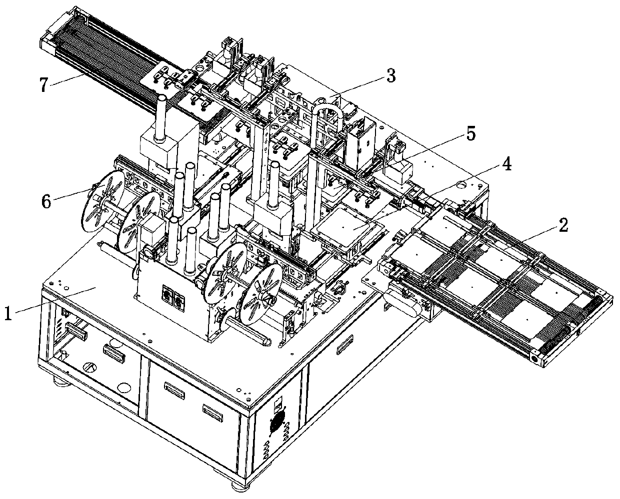 Two-in-one linkage film sticking production line and production process thereof