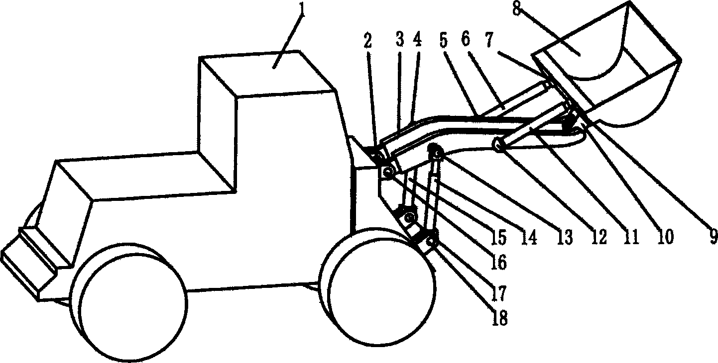 Space hydraulic loading machine with bucket capable of realizing two-dimensional rotation