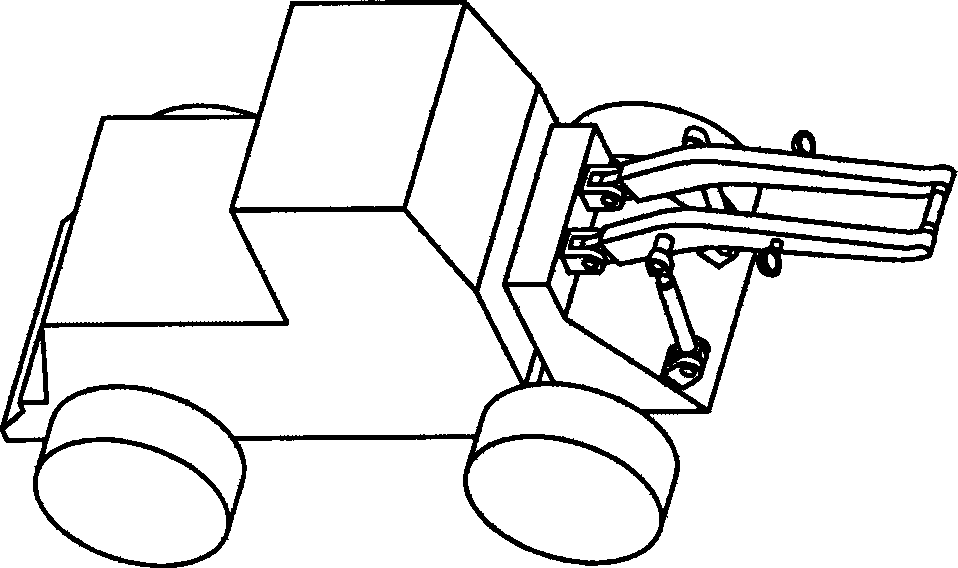 Space hydraulic loading machine with bucket capable of realizing two-dimensional rotation