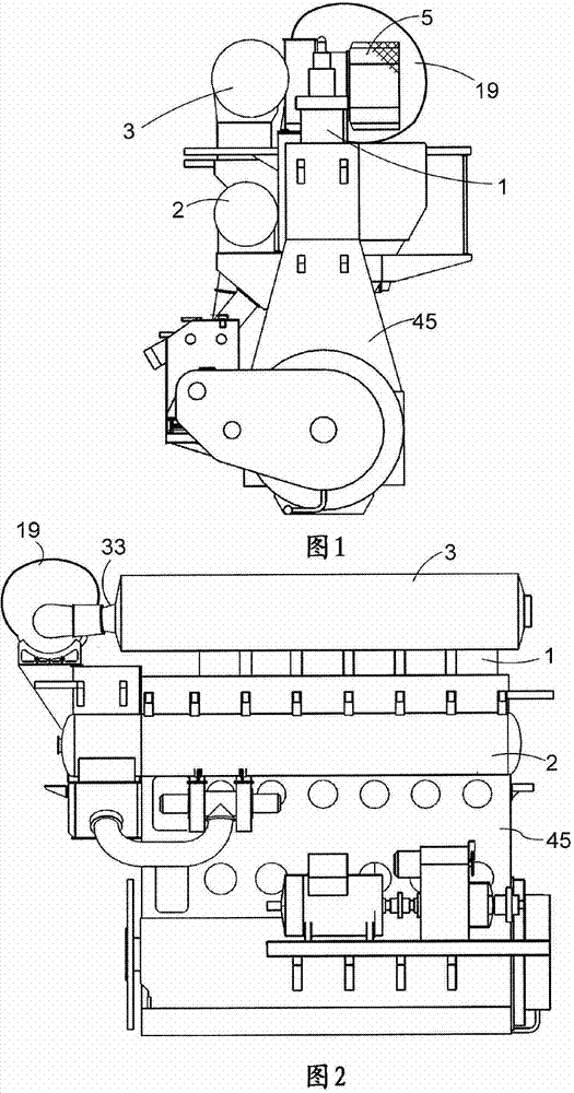 A large turbocharged two-stroke diesel engine with exhaust gas purification