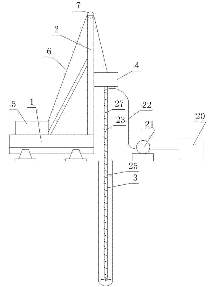 Pressurized type long bored pile machine and method for drilling by means of pile machine