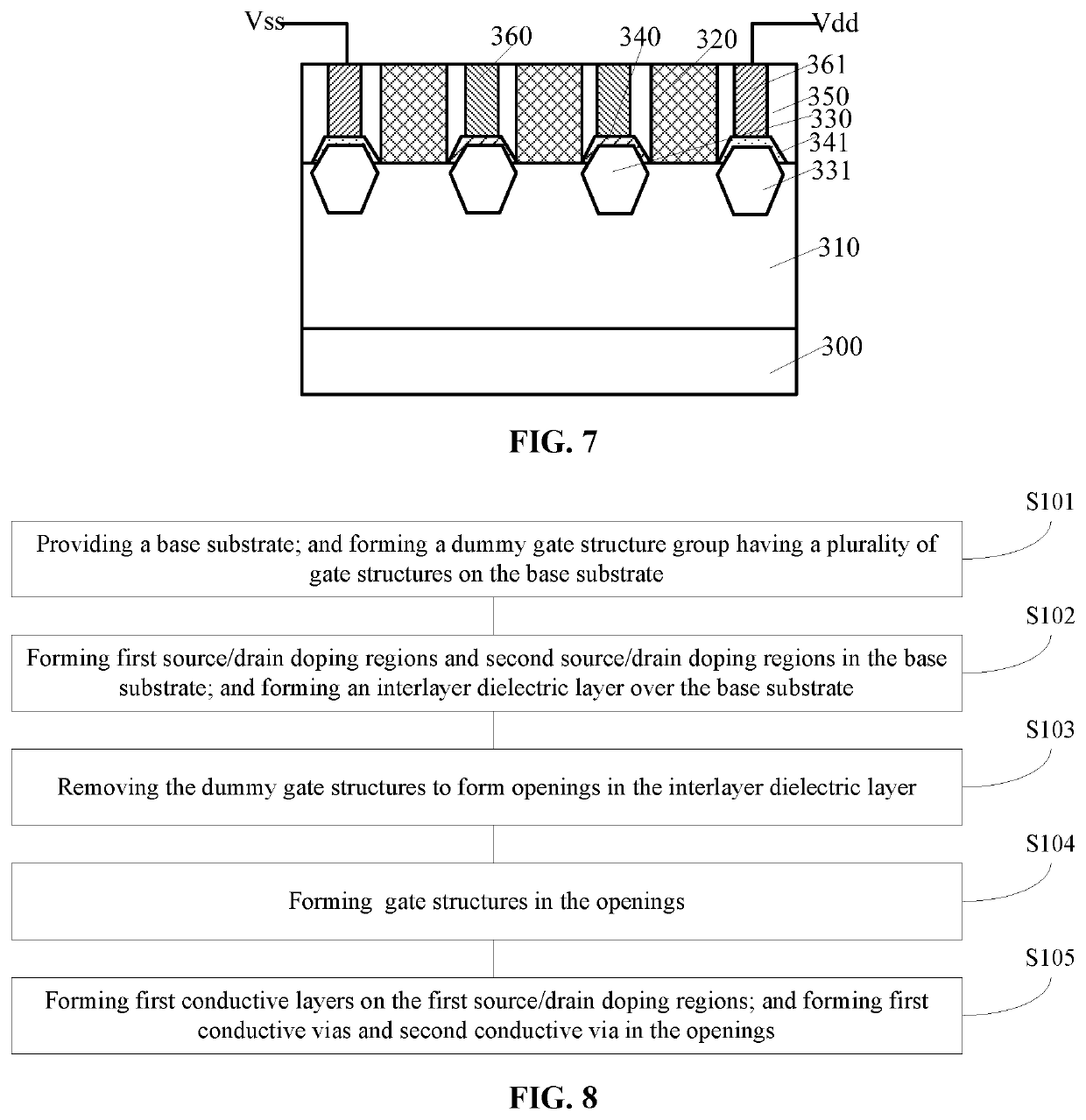 Semiconductor device with electrically connected doping regions and fabrication method thereof