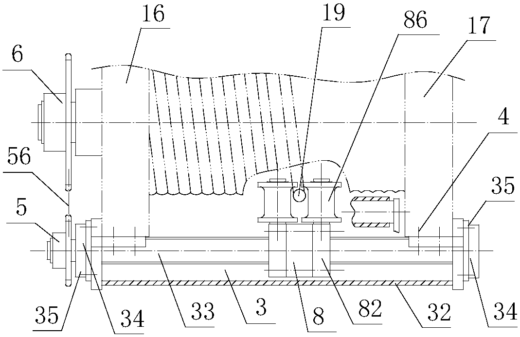 Rope guide device with adjustable rope guide device and casing pipe type rope pressing device