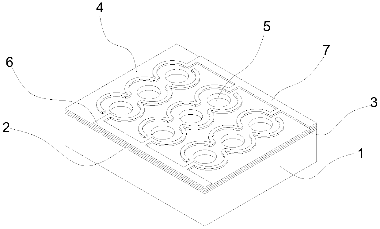 Concave surface array graphene-metal heterojunction photoelectric detector