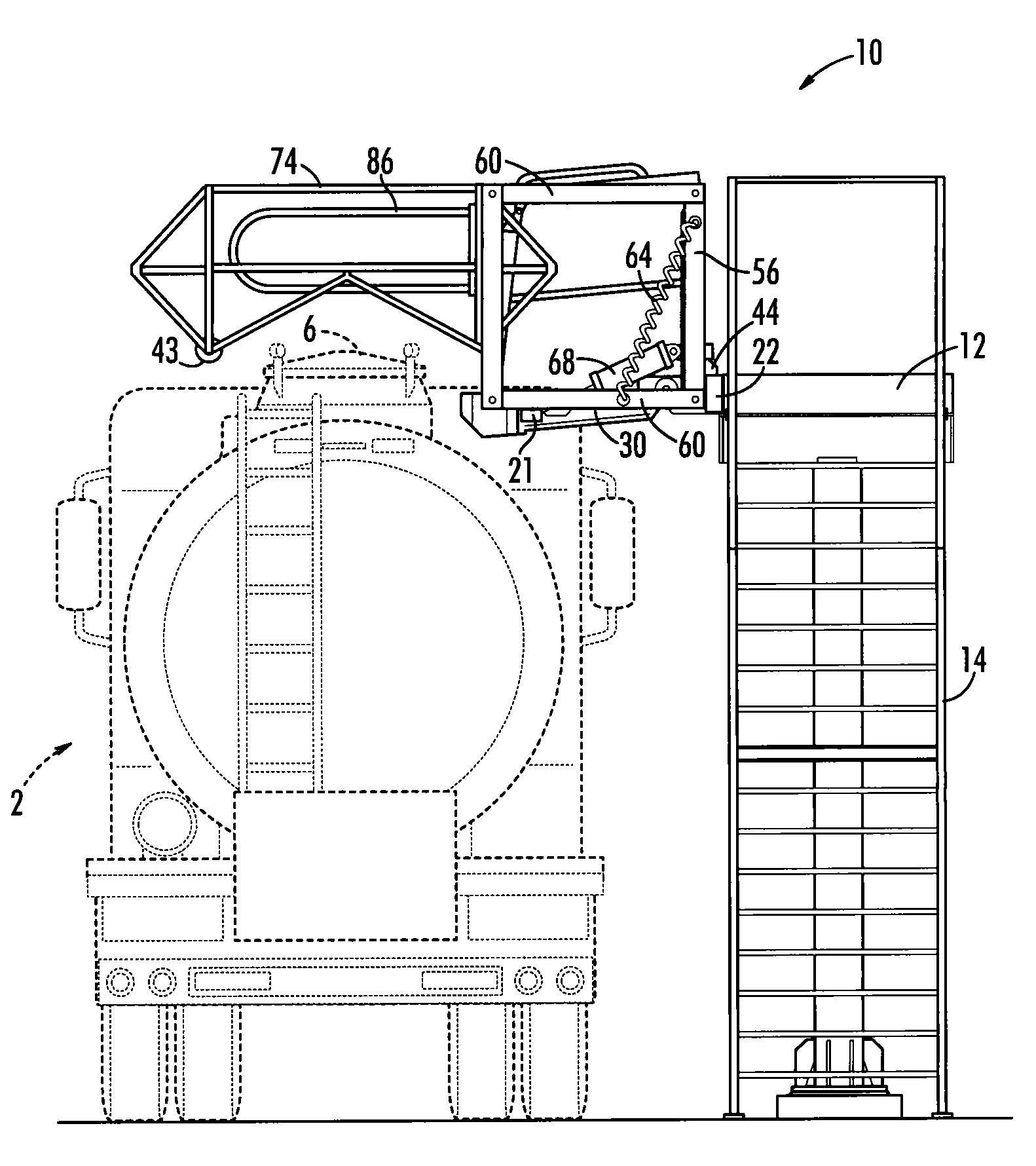 Tracking gate for extended gangway